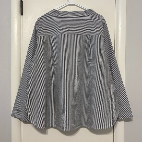 J. Crew Women's Plus L/S Striped Funnel Neck Popover Shirt Top Blouse Sz 24/3X - Picture 4 of 9